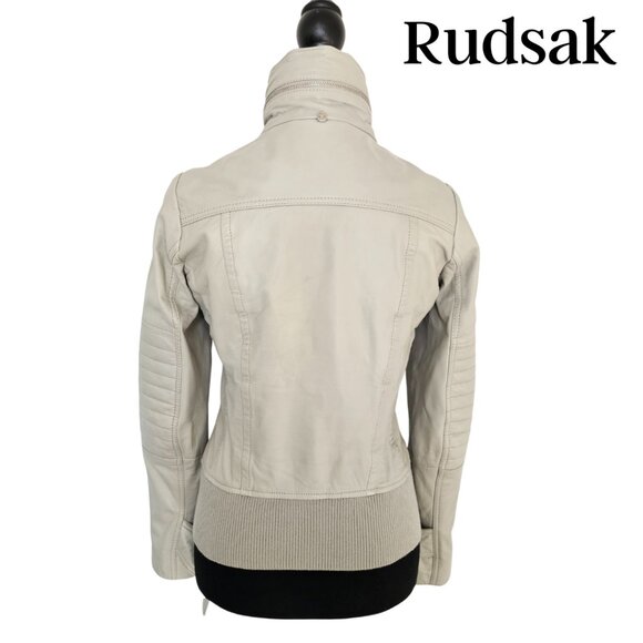 Rudsak 'Tisha' Women's Leather Jacket, Stone Color, Size XS - Picture 3 of 16